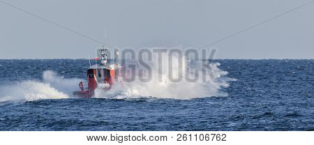 Motorboat - Pilot Vessel At Roadstead Port Sea Of Swinoujscie