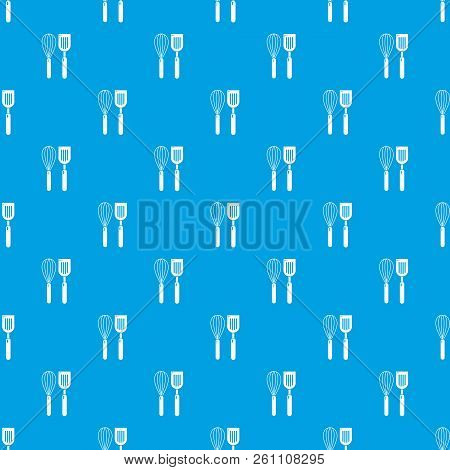 Cutlery Bake Pattern Vector Seamless Blue Repeat For Any Use