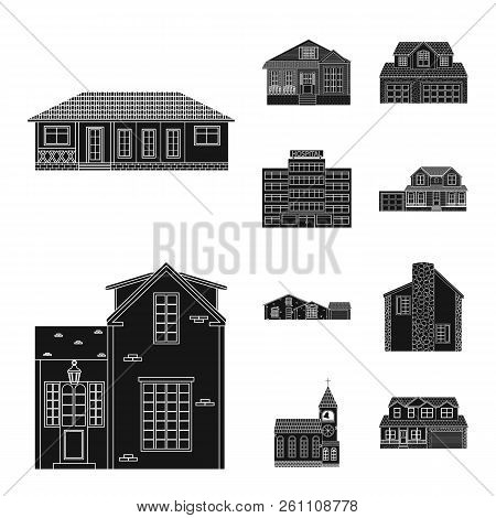 Vector Design Of Building And Front Logo. Set Of Building And Roof Vector Icon For Stock.