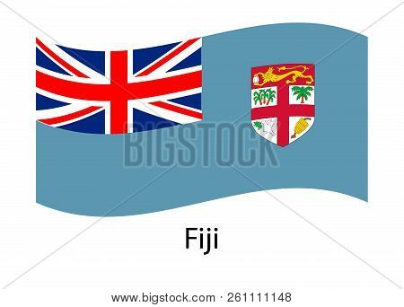 Fiji Flag. Isolated National Flag Of Fiji. Waving Flag Of The Republic Of Fiji.