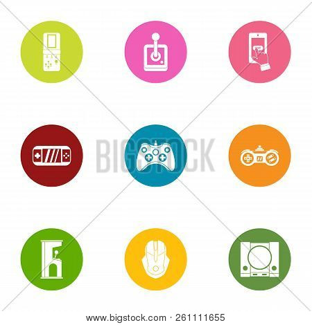 Games Hookup Icons Set. Flat Set Of 9 Games Hookup Vector Icons For Web Isolated On White Background