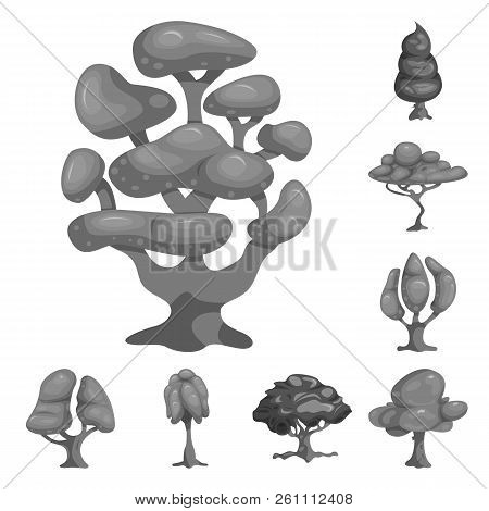 Vector Design Of Tree And Nature Icon. Set Of Tree And Crown Vector Icon For Stock.