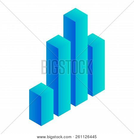 Blue Graph Column Icon. Isometric Of Blue Graph Column Vector Icon For Web Design Isolated On White 