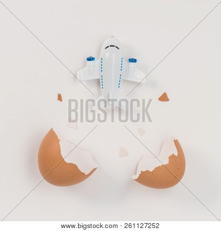Newly Born Airplane Came From An Egg With A Broken Shell.