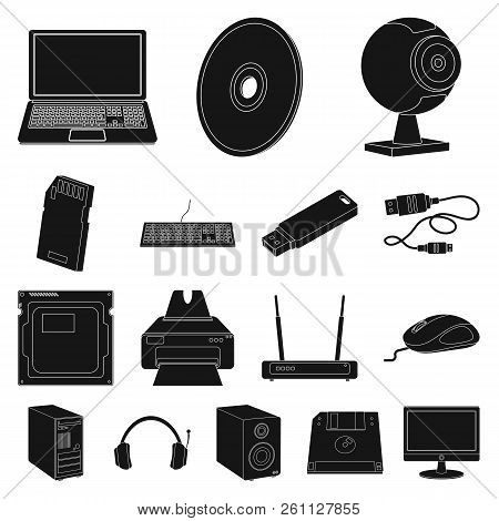 Vector Illustration Of Laptop And Device Logo. Set Of Laptop And Server Vector Icon For Stock.