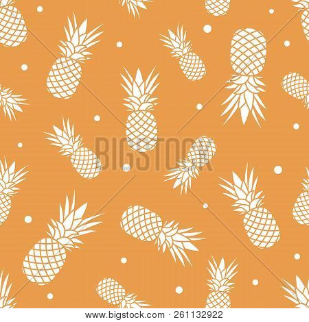 Seamless Pattern With Pineapples. Tropical Fruit. Summer Background.
