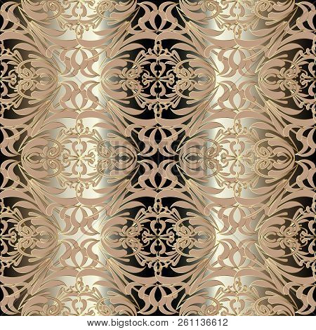 Intricate Vintage Floral Vector Seamless Pattern. Striped Orname