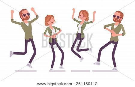 Young Red-haired Man, Woman In Positive Emotions. Caucasian Boy And Girl With Ginger Hair, Optimist,