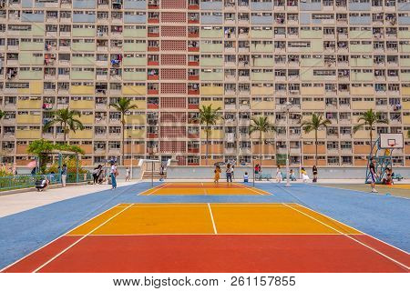 Choi Hung,hong Kong - May 5, 2018 : View Of Choi Hung Estate. It Is Located In Wong Tai Sin District