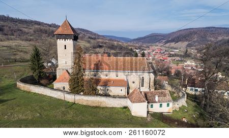 Malancrav Fortified Church Near Sibiu. Transylvania, Romania