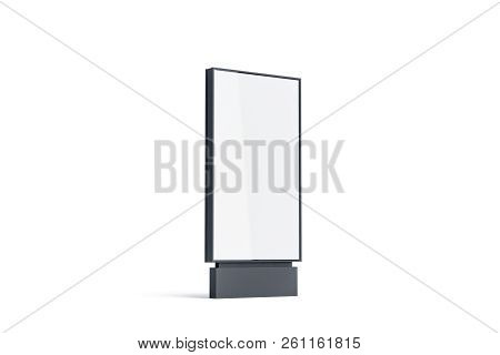 Blank White Pylon Mockup, Side View, Isolated, 3d Rendering. Empty Advertising Billboard Mock Up. Cl