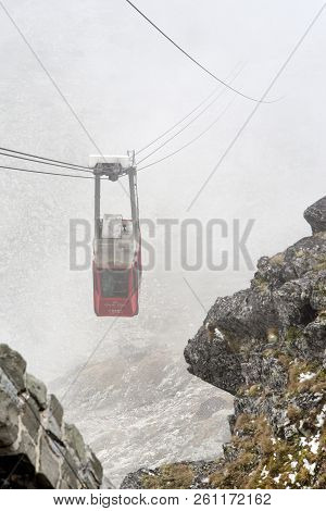 Lomnicky Stit, Slovakia - Septebmber 23: Cableway On Peak Lomnicky Stit In High Tatras Mountains On 