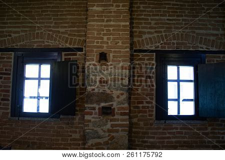 Window Of A Pub Photographed Taken Against The Light