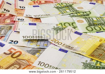 Euro Maney Of Different Denominations Commercial, Buy, Background, Bank
