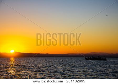 Sailing At Sunset In The Lagoon 