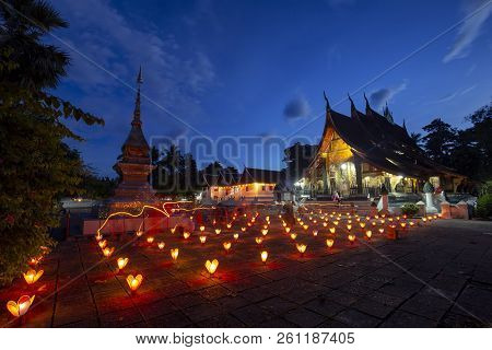 Blue Hour At Wat Xiengthong A Few Days Before The End Of Buddhist Lent In Luang Prabang, Laos.