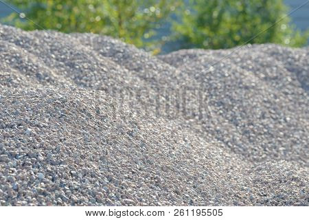 Breakstone Background. Road Gravel. Gravel Texture. Crushed Gravel Background. Piles Of Limestone Ro