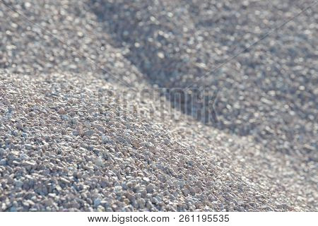 Breakstone Background. Road Gravel. Gravel Texture. Crushed Gravel Background. Piles Of Limestone Ro
