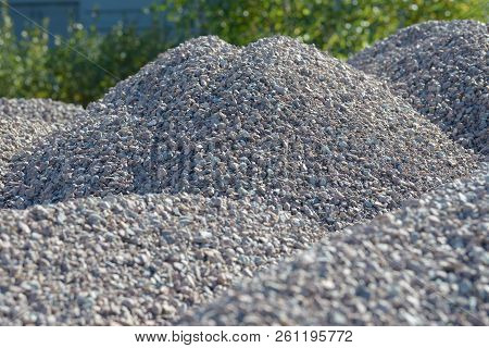 Breakstone Background. Road Gravel. Gravel Texture. Crushed Gravel Background. Piles Of Limestone Ro