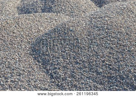 Breakstone Background. Road Gravel. Gravel Texture. Crushed Gravel Background. Piles Of Limestone Ro
