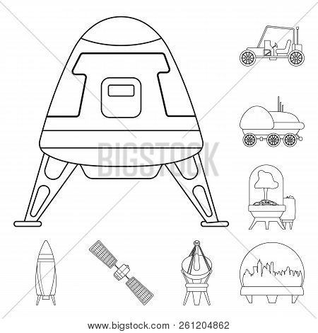 Vector Design Of Mars And Space Sign. Set Of Mars And Planet Vector Icon For Stock.