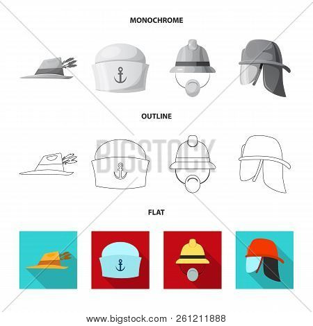 Isolated Object Of Headgear And Cap Logo. Collection Of Headgear And Accessory Stock Vector Illustra