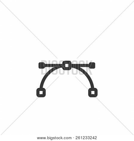 Bezier Curve Icon. Vector Minimal Illustration With One Thickness. Anchor Point, Pen Tool