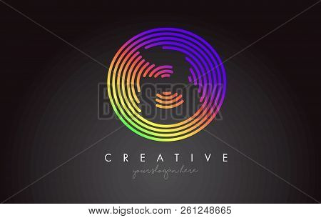 B Letter Logo Design With Colorful Rainbow Circular Shapes. Vigrant Circle Letter Logo Vector Illust