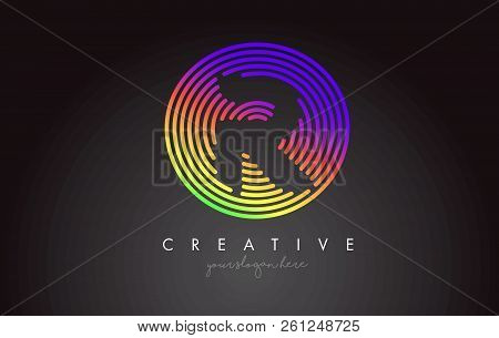 R Letter Logo Design With Colorful Rainbow Circular Shapes. Vigrant Circle Letter Logo Vector Illust