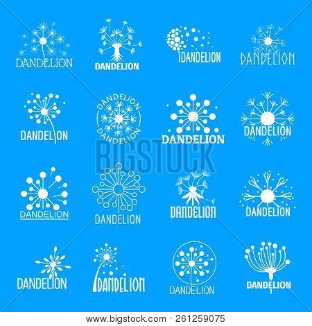 Dandelion Logo Icons Set. Simple Illustration Of 16 Dandelion Logo Icons For Web