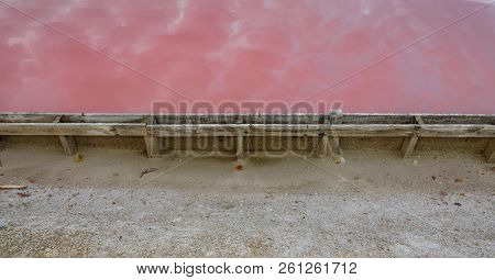 Pink Salt Pool In Saltmine, Top View Background Texture