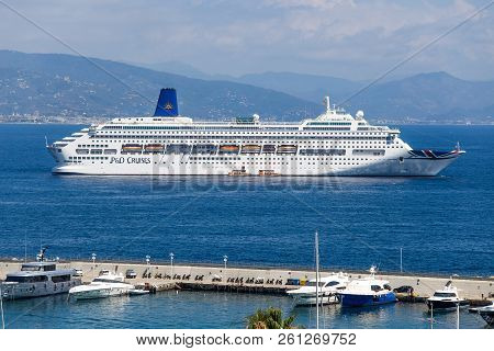 Santa Margherita Ligure, Italy, July, 12, 2017 - Cruise Ship P&o Oriana In Port Of Santa Margherita 