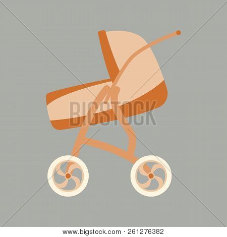 Baby Stroller  Vector Illustration Flat Style Prifile View