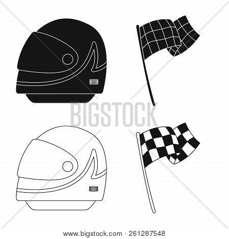 Vector Design Of Car And Rally Sign. Set Of Car And Race Vector Icon For Stock.
