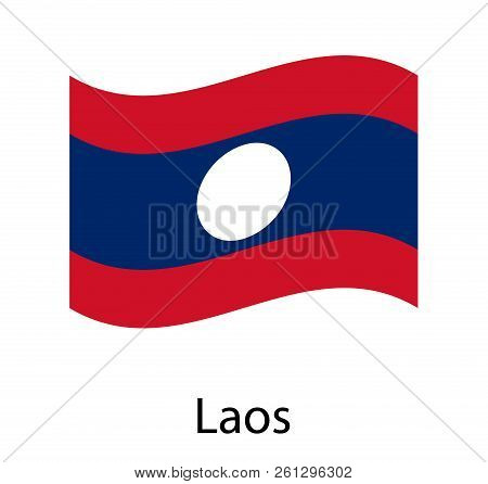 Flag Of Laos , Laos Flag Official Colors And Proportion Correctly, Laos Flag Waving Isolated