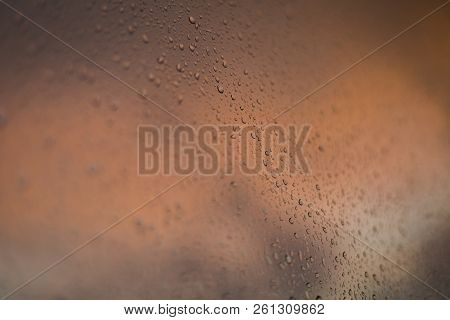 Drops Of The Rain On The Window Glass. Wet Background