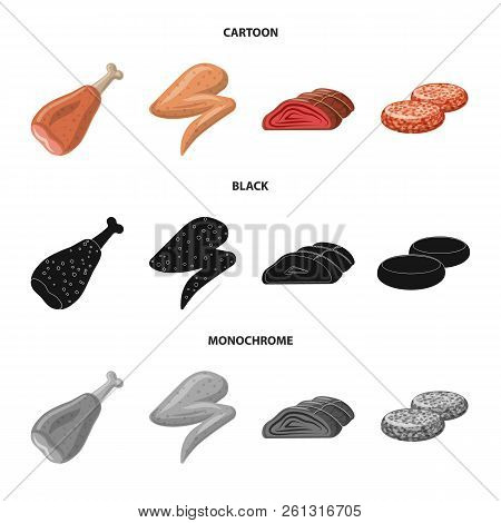 Vector Design Of Meat And Ham Icon. Set Of Meat And Cooking Stock Vector Illustration.