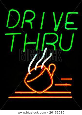 Drive Thru Coffee Shop neonový nápis