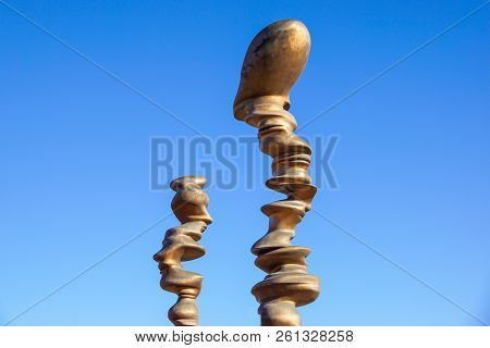 Turin, Italy - July 28: Maratona Tower, The Olympic Cauldron Of Torino 2006 And The Three Bronze Scu