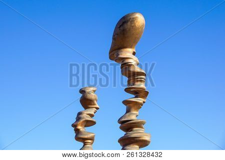 Turin, Italy - July 28: Maratona Tower, The Olympic Cauldron Of Torino 2006 And The Three Bronze Scu