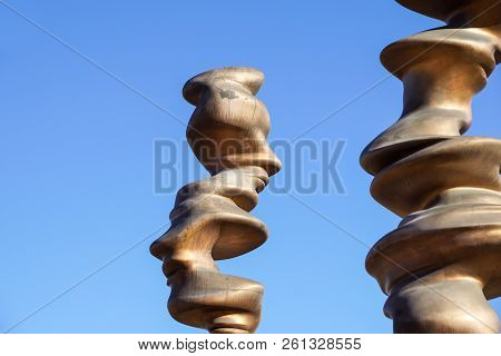Turin, Italy - July 28: Maratona Tower, The Olympic Cauldron Of Torino 2006 And The Three Bronze Scu