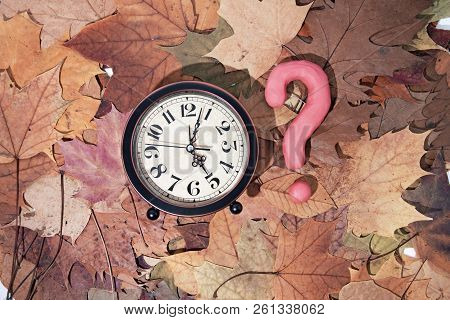 Daylight Saving Time. Wall Clock Going To Winter Time. Autumn Abstraction.