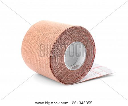 Medical Sticking Plaster Roll On White Background