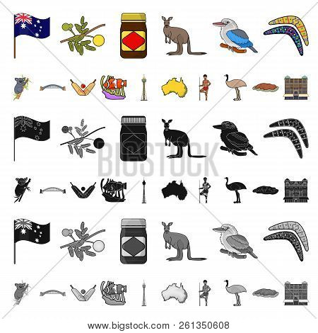 Country Australia Cartoon Icons In Set Collection For Design.travel And Attractions Vector Symbol St