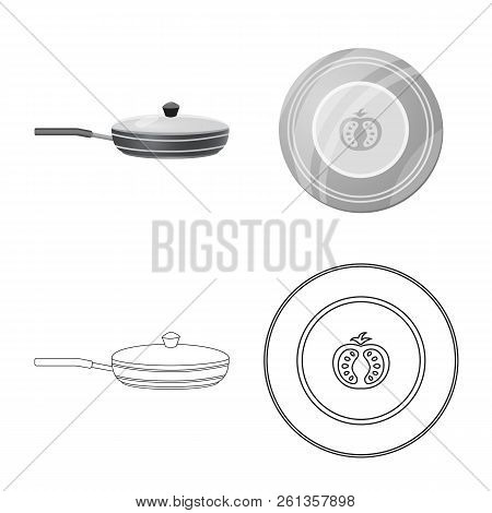 Vector Illustration Of Kitchen And Cook Sign. Collection Of Kitchen And Appliance Stock Vector Illus