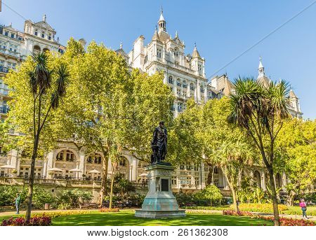 London. September 2018. A View Of A Statue Of William Tyndale In Westminster London