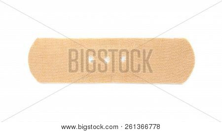Adhesive Plaster On White Background, Top View. Medical Item