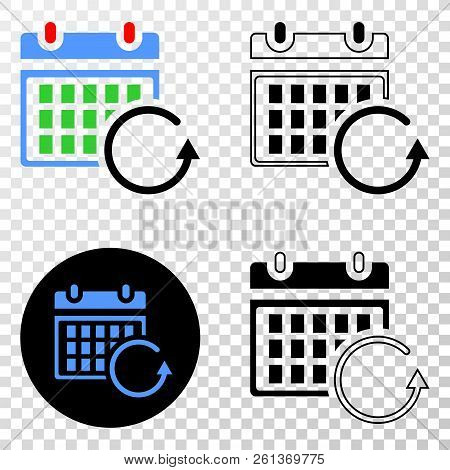Calendar Rollback Vector Eps Icon With Contour Version