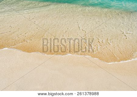 Beautiful Marine View On Aribbean Sea Coast Line With Clean Wavy Surf Ocean Water On Sandy Beach In 