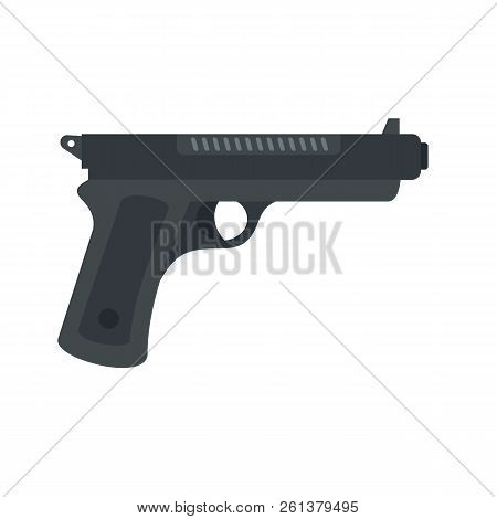 Gangster Pistol Icon. Flat Illustration Of Gangster Pistol Icon For Web Design